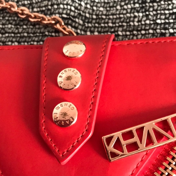 Kenzo Kalifornia crossbody wallet on a chain red and rose gold mini like new - Picture 4 of 10